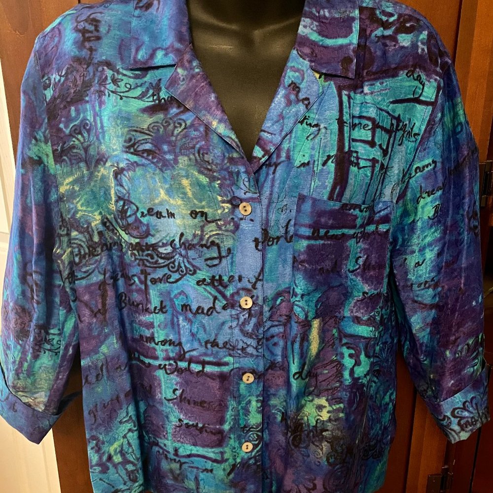 Chico's Multi Color Blue Blouse ~ Size 1